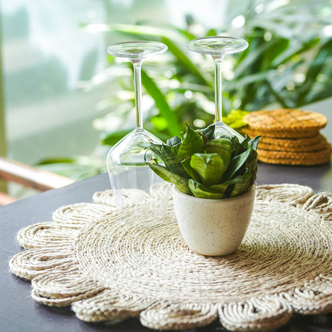 Handwoven Natural Jute Flower Placemat