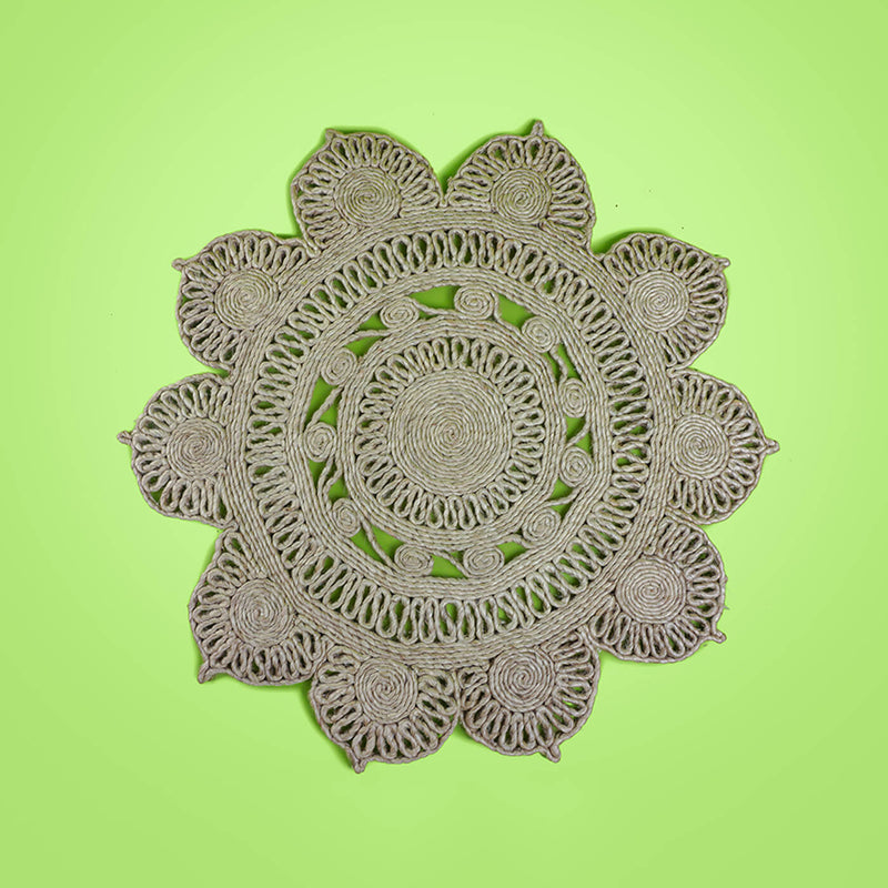 Handwoven Natural Multipurpose Mat - Flower