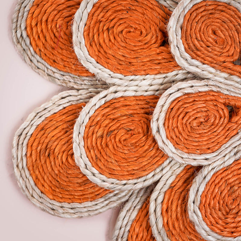 Handwoven Naturally Dyed Orange Flower Placemat