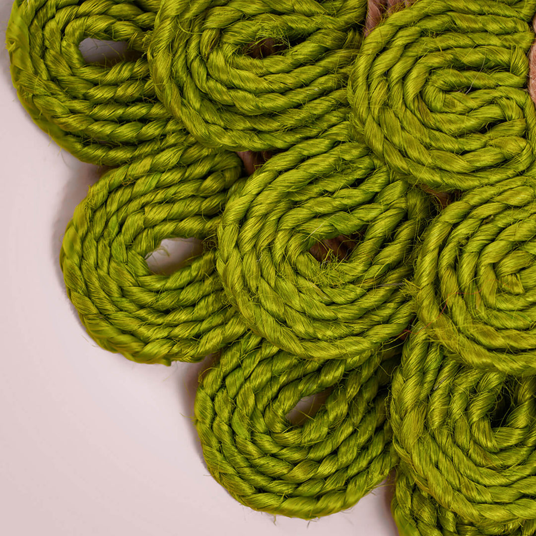 Handwoven Naturally Dyed Green Flower Placemat