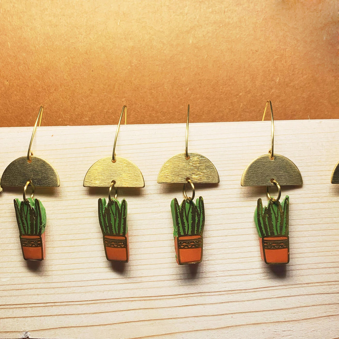 pot plant earrings Buy Handmade Clay Terracotta Plant Pot Dangler Earrings Online On Zwende