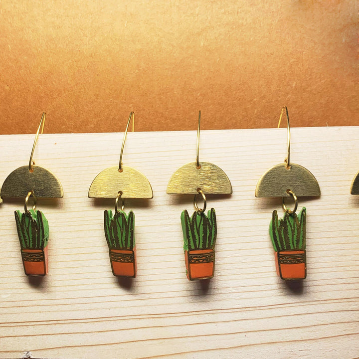 Handmade Clay Terracotta Plant Pot Dangler Earrings