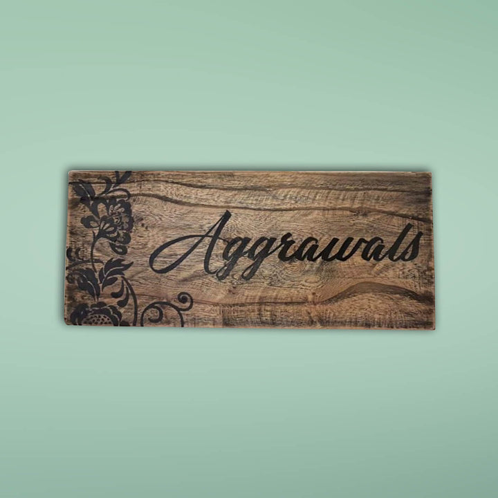 Natural Wood Hand-painted Family Nameboard
