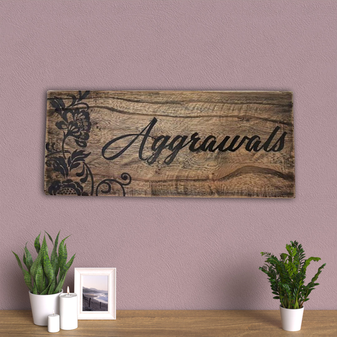 Natural Wood Hand-painted Family Nameboard