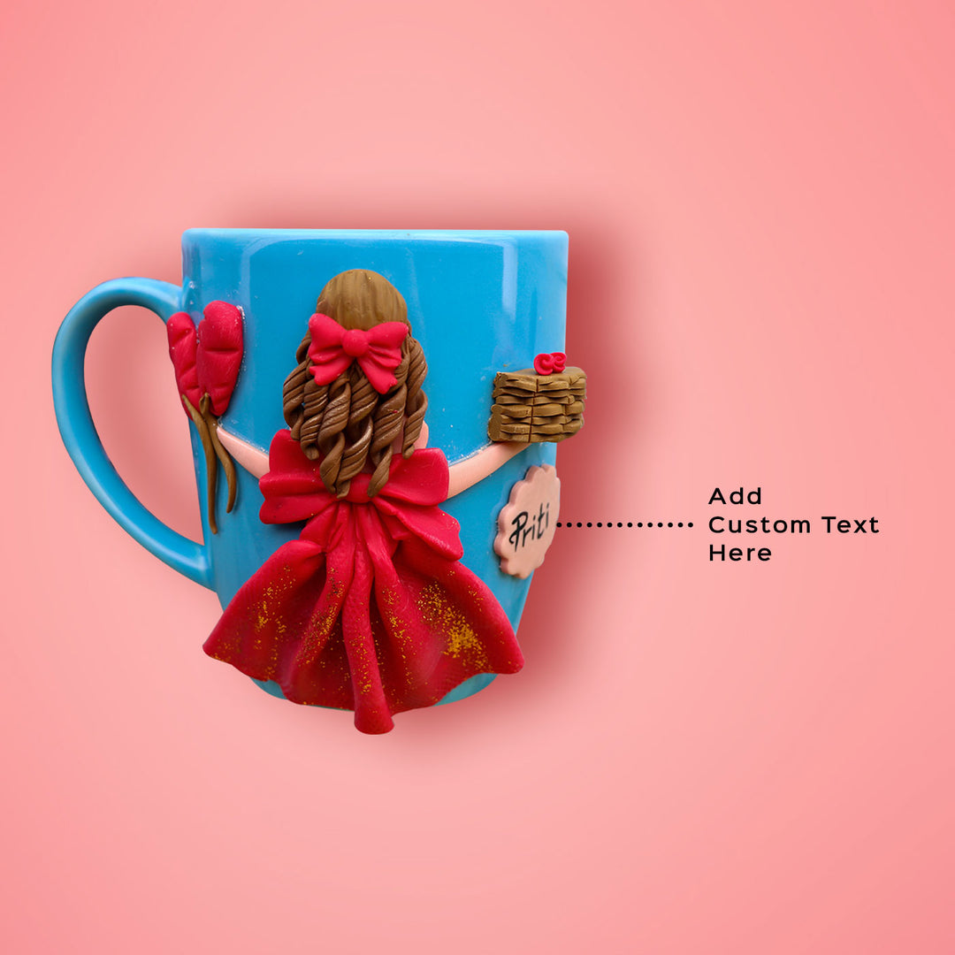 Personalised Birthday Girl Ceramic and Clay Mug - Red