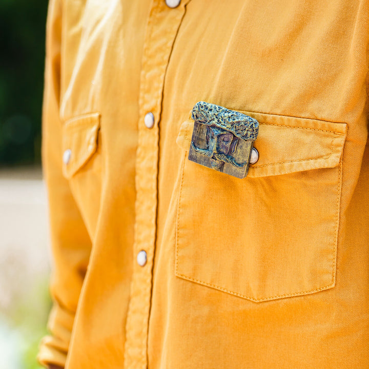 Papier Mache Brooch - Village Man