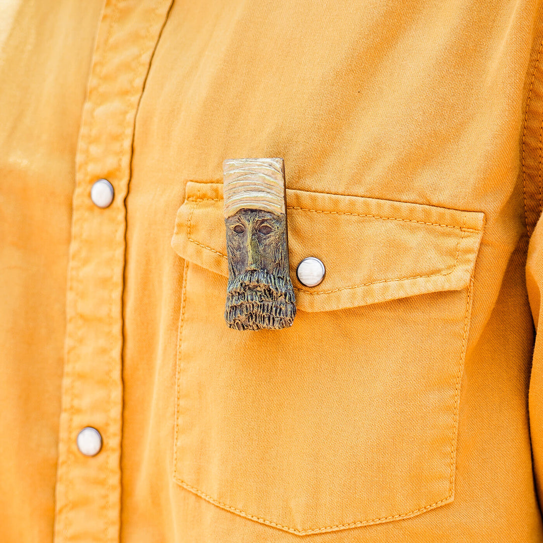 Papier Mache Brooch - Village Man