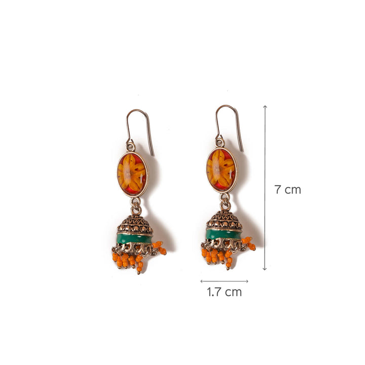 Handcrafted Fossilised Srilankan Fruit Flower Jhumkas