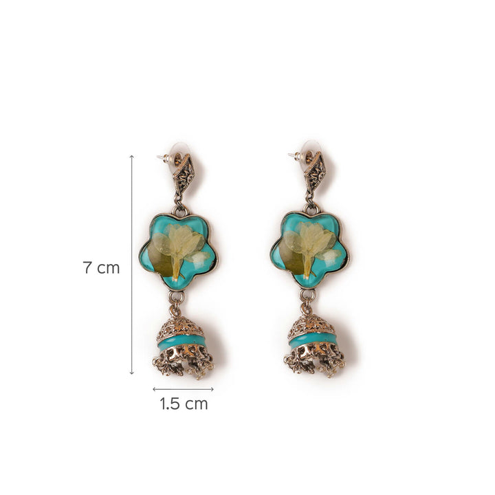 Handcrafted Fossilised Mogra, Jasmine and Tulsi Jhumkas - Zwende