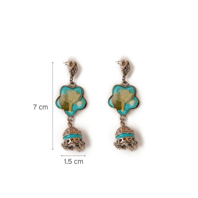 Handcrafted Fossilised Mogra, Jasmine and Tulsi Jhumkas