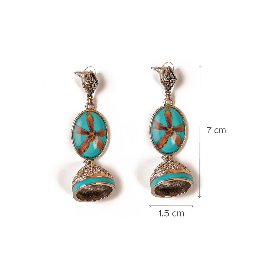 Handcrafted Fossilised Rangoon Jasmine and Bombay Malli Jhumkas
