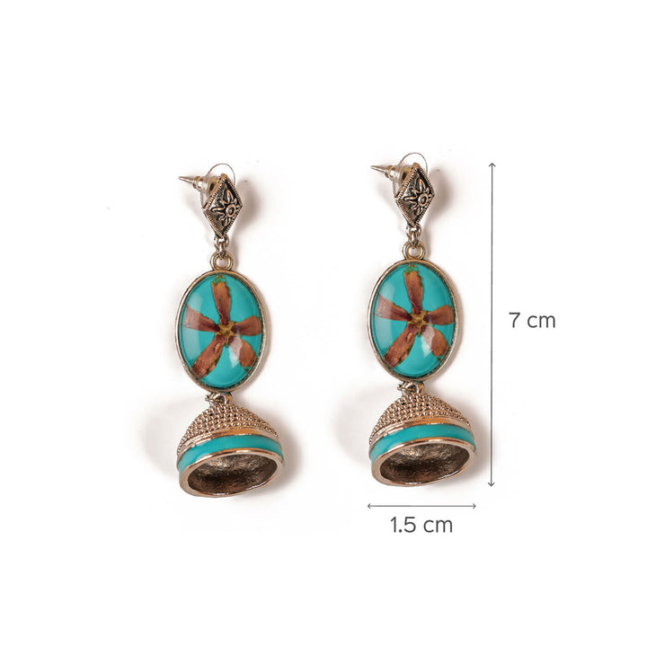 Handcrafted Fossilised Rangoon Jasmine and Bombay Malli Jhumkas