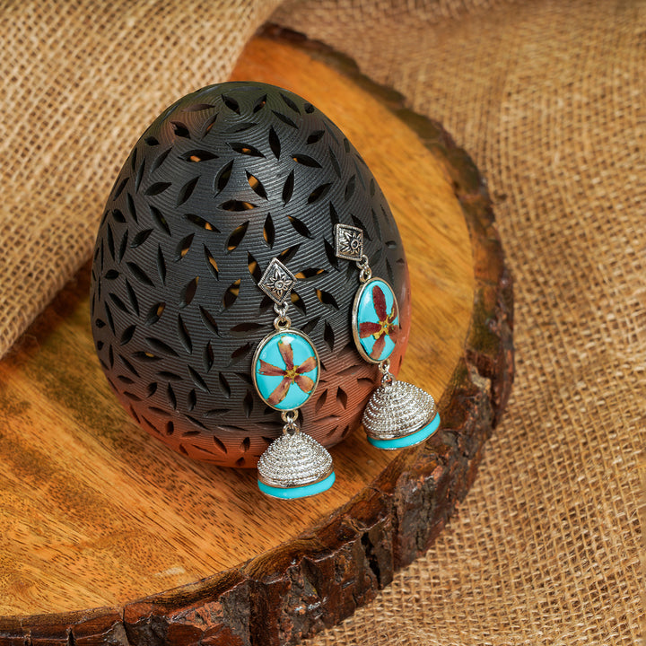 Handcrafted Fossilised Rangoon Jasmine and Bombay Malli Jhumkas