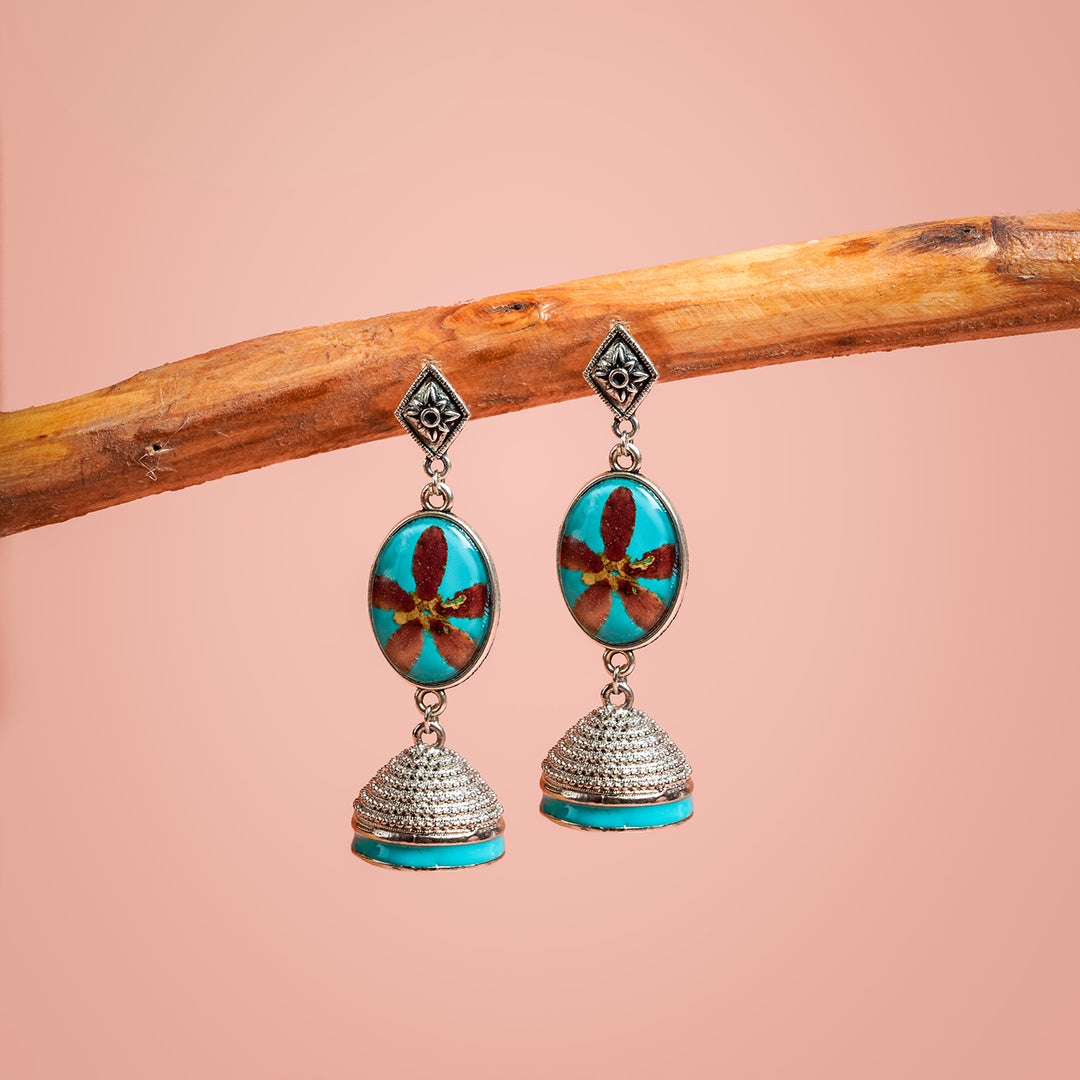 Handcrafted Fossilised Rangoon Jasmine and Bombay Malli Jhumkas