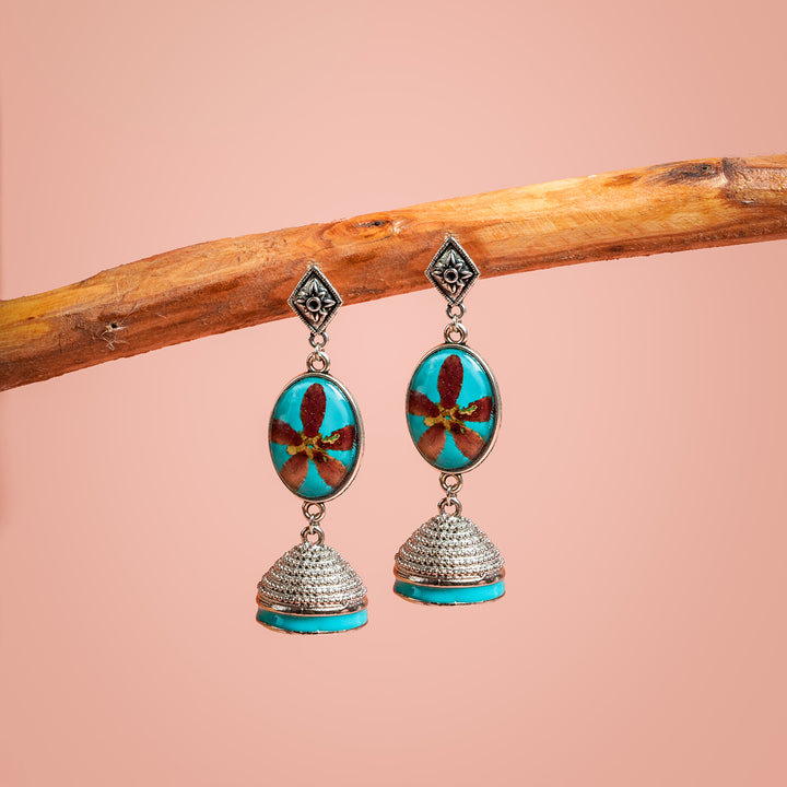 Handcrafted Fossilised Rangoon Jasmine and Bombay Malli Jhumkas