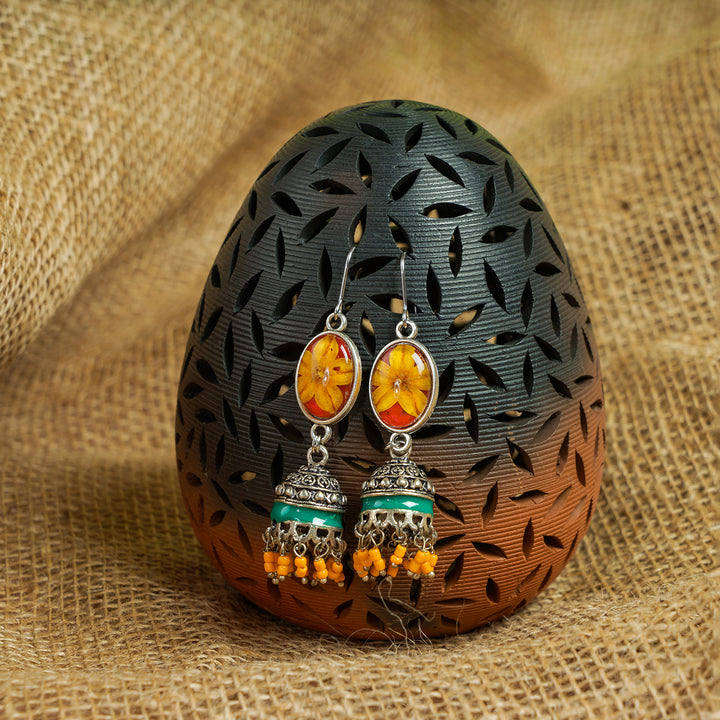Handcrafted Fossilised Srilankan Fruit Flower Jhumkas