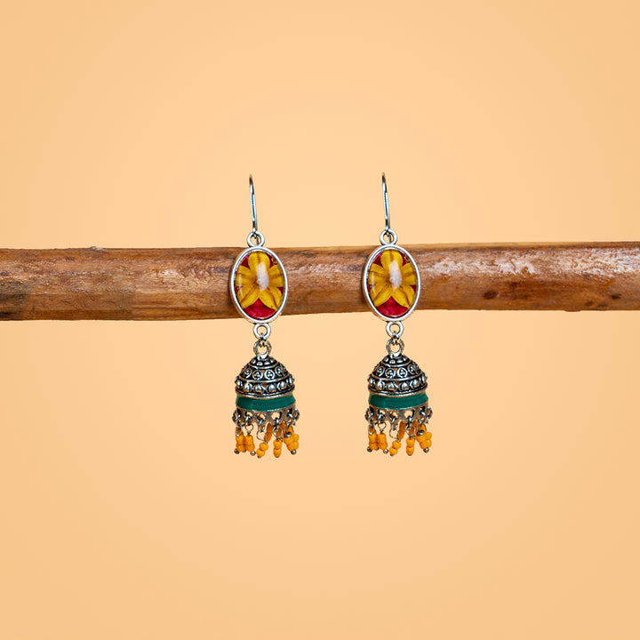 Handcrafted Fossilised Srilankan Fruit Flower Jhumkas