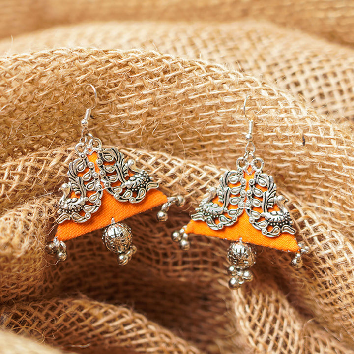 Peacock Motif Fabric Earrings