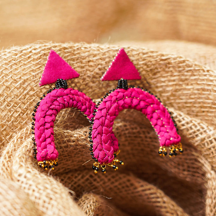 Horseshoe Fabric Braided Earrings