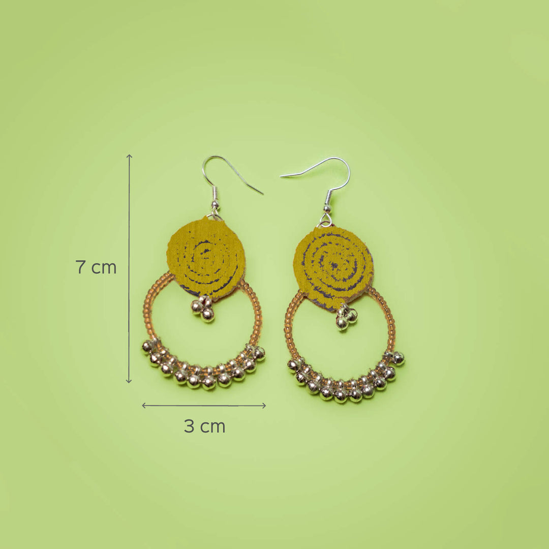 Spiral Fabric & Bead Earrings