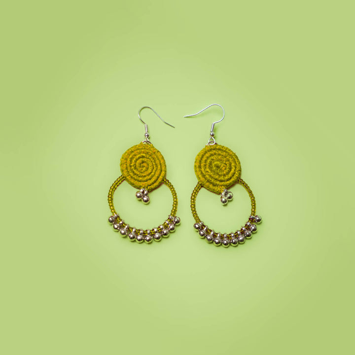 Spiral Fabric & Bead Earrings