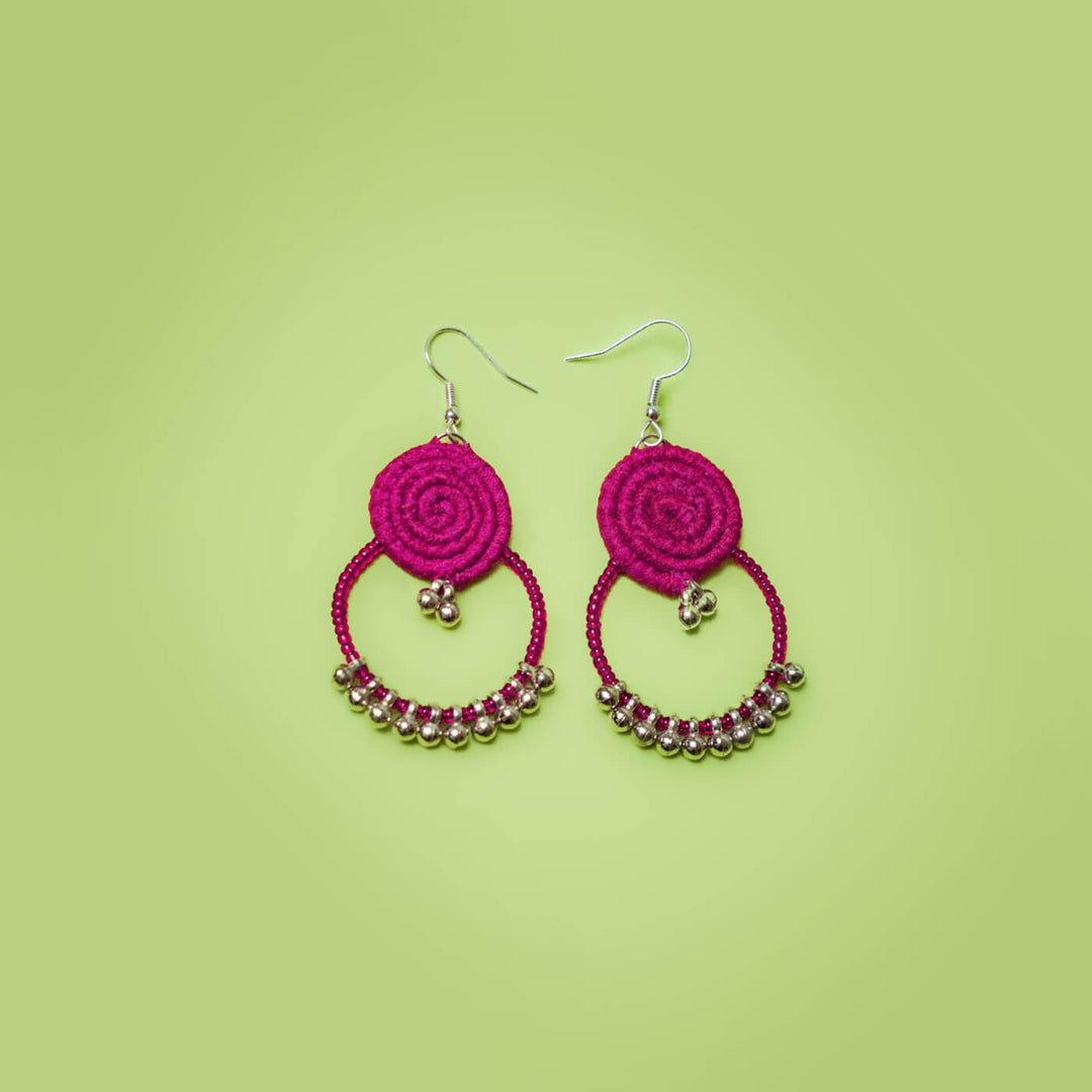 Spiral Fabric & Bead Earrings