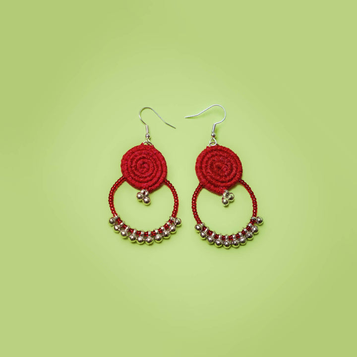 Spiral Fabric & Bead Earrings