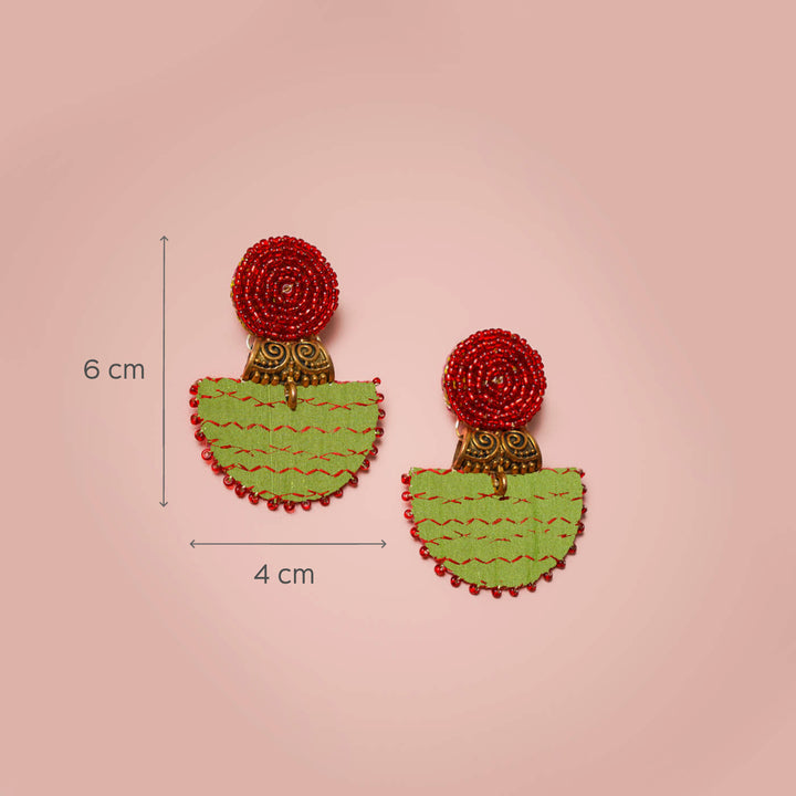 Half Moon Embroidered Fabric Earrings