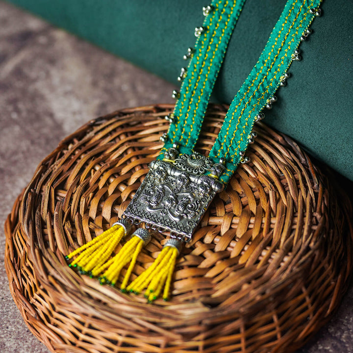 Green Oxidised Statement Necklace