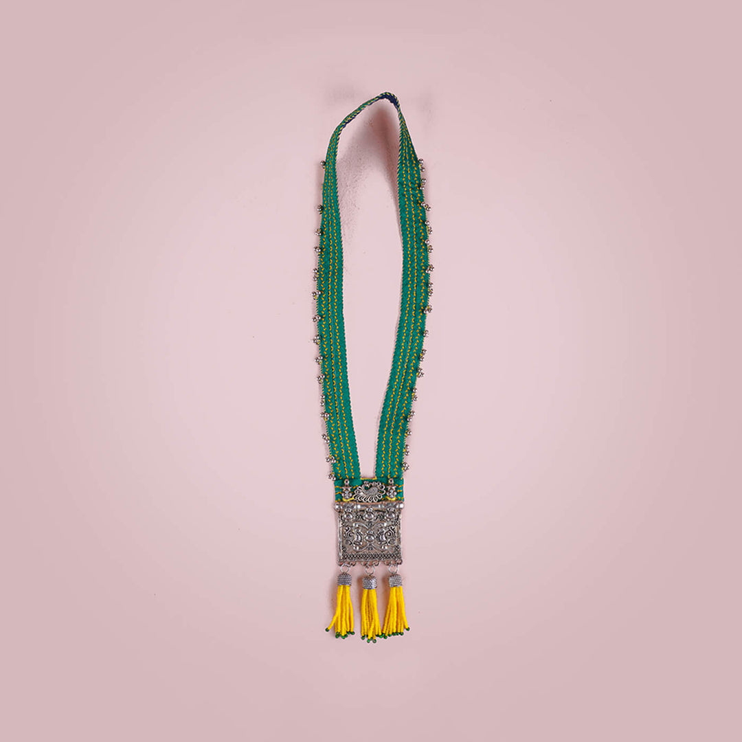 Green Oxidised Statement Necklace