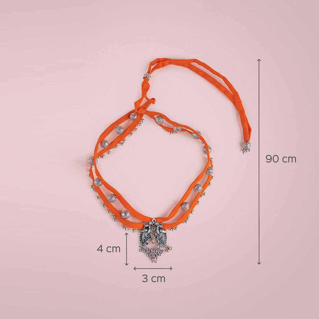 Orange Oxidised Statement Necklace