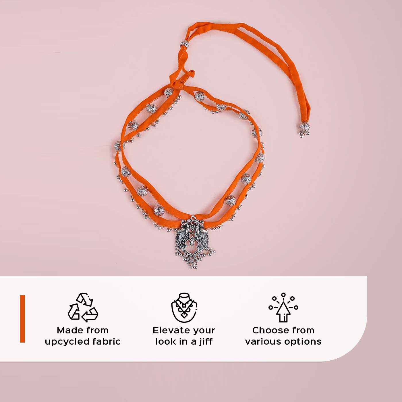 Demi Raffia Bead Statement Necklace in Orange – Canvas Style