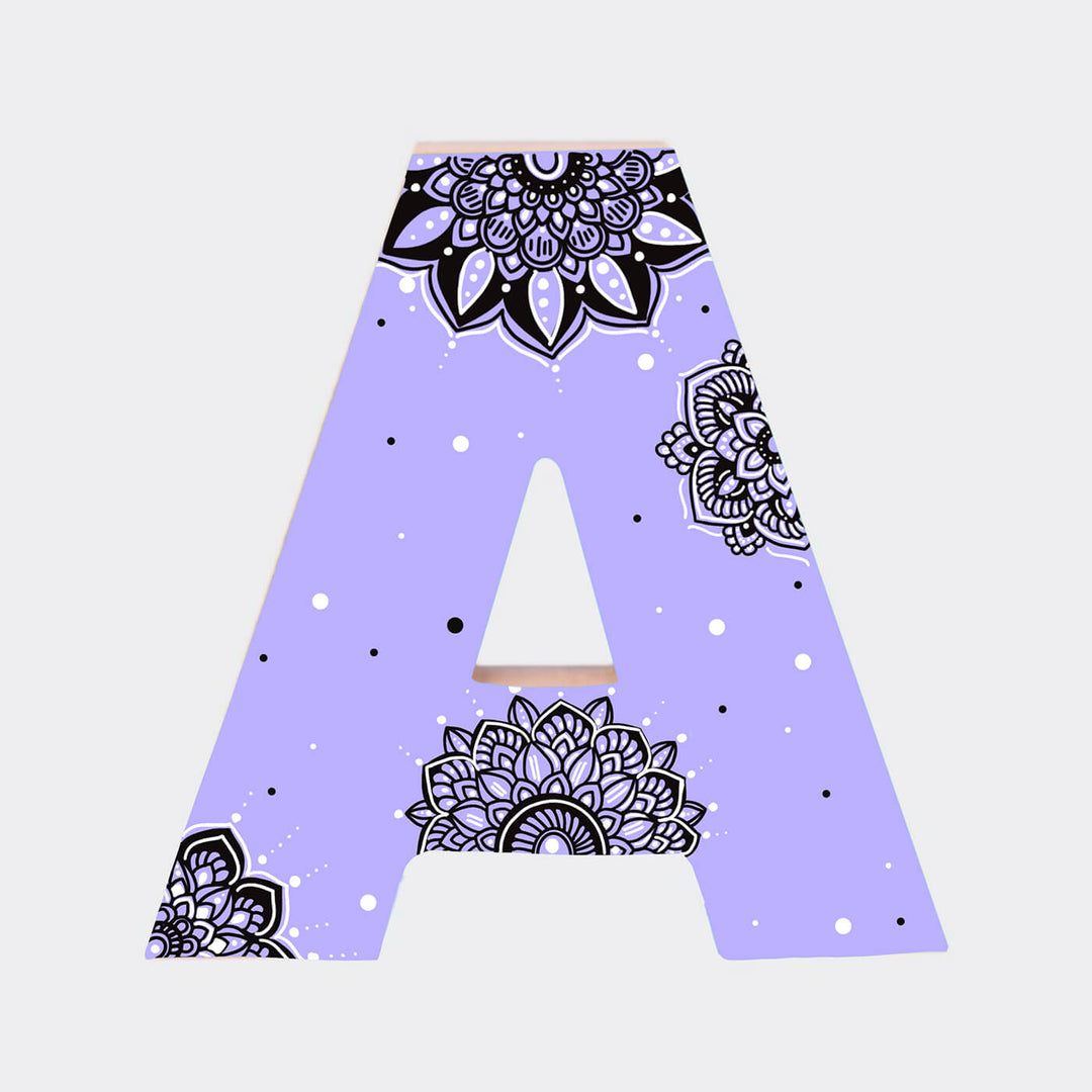 Wall Mountable & Tabletop Mandala Doodle Alphabet - Light Purple