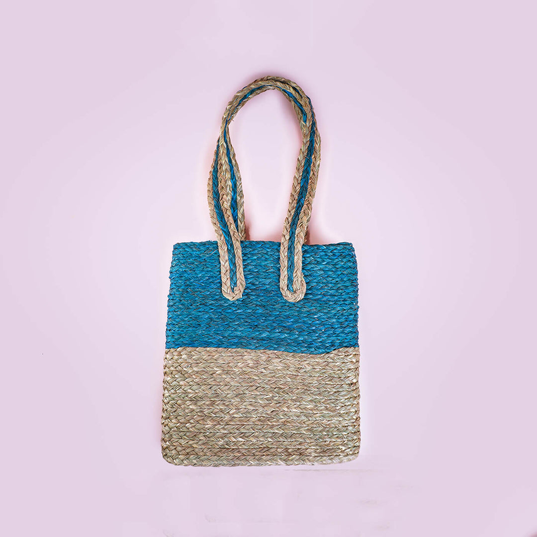 Handwoven Indigo Sabai Shopper's Bag - Small