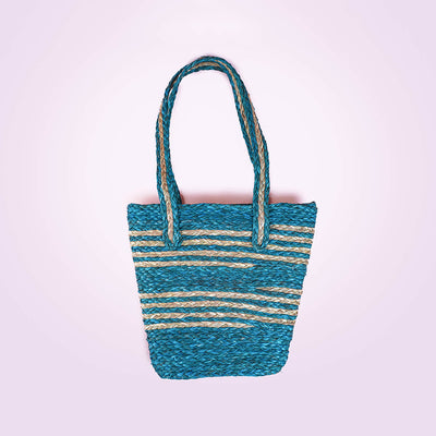 Handwoven Blue Sabai Tote Bag