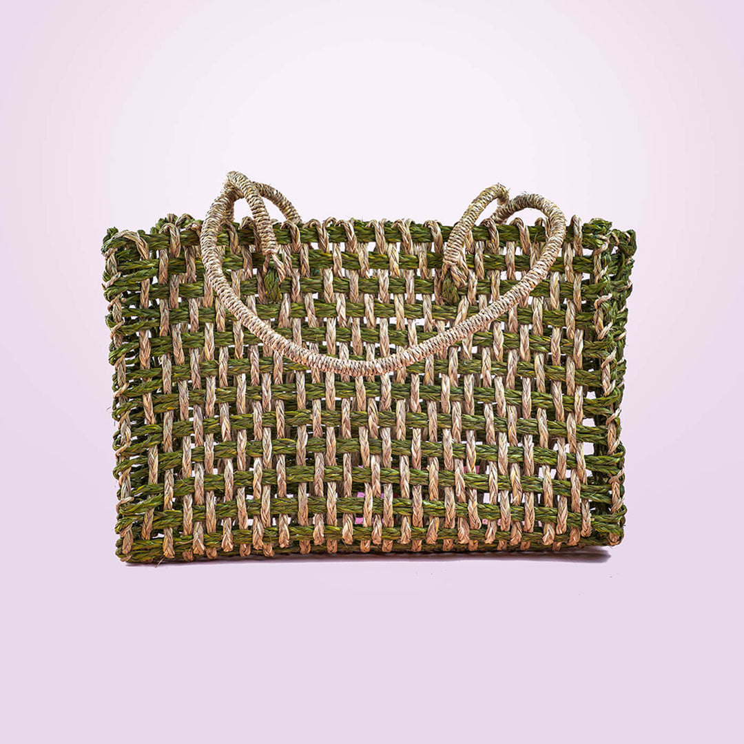 Handwoven Green Sabai Handbag - Zwende