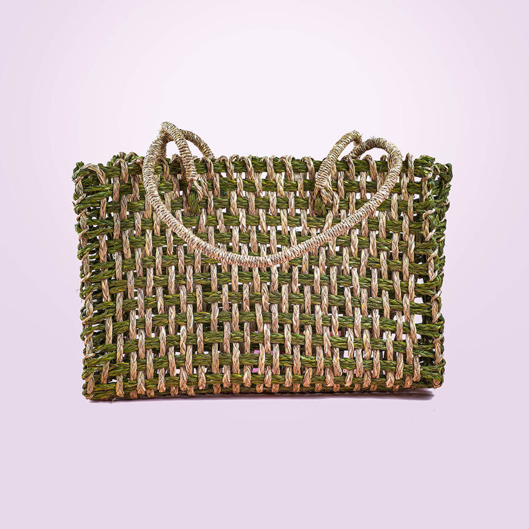 Handwoven Green Sabai Handbag