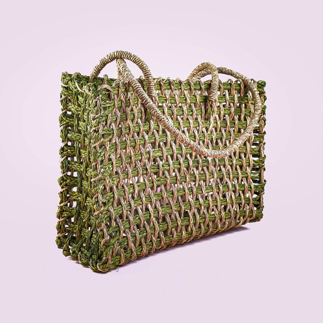 Handwoven Green Sabai Handbag