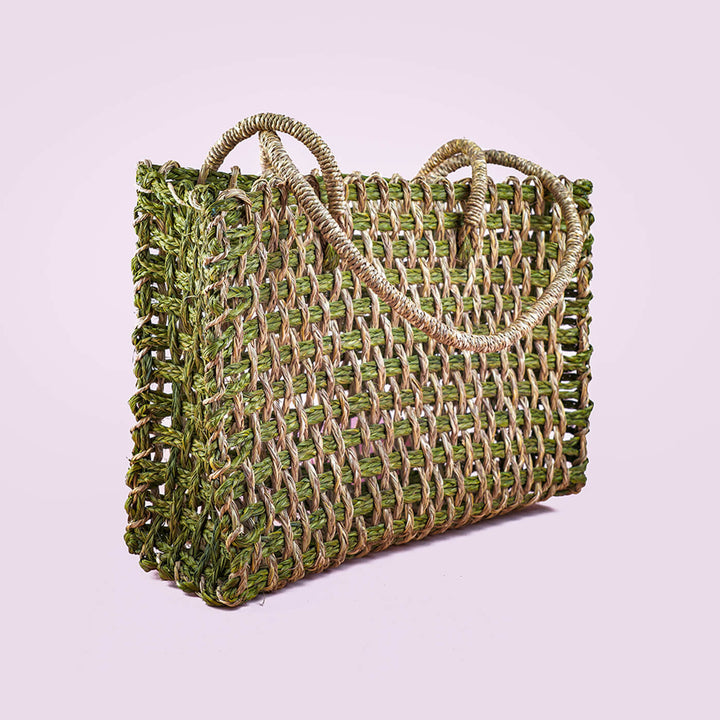 Handwoven Green Sabai Handbag - Zwende