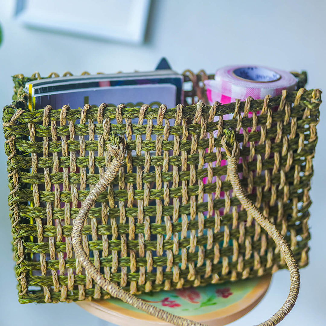 Handwoven Green Sabai Handbag