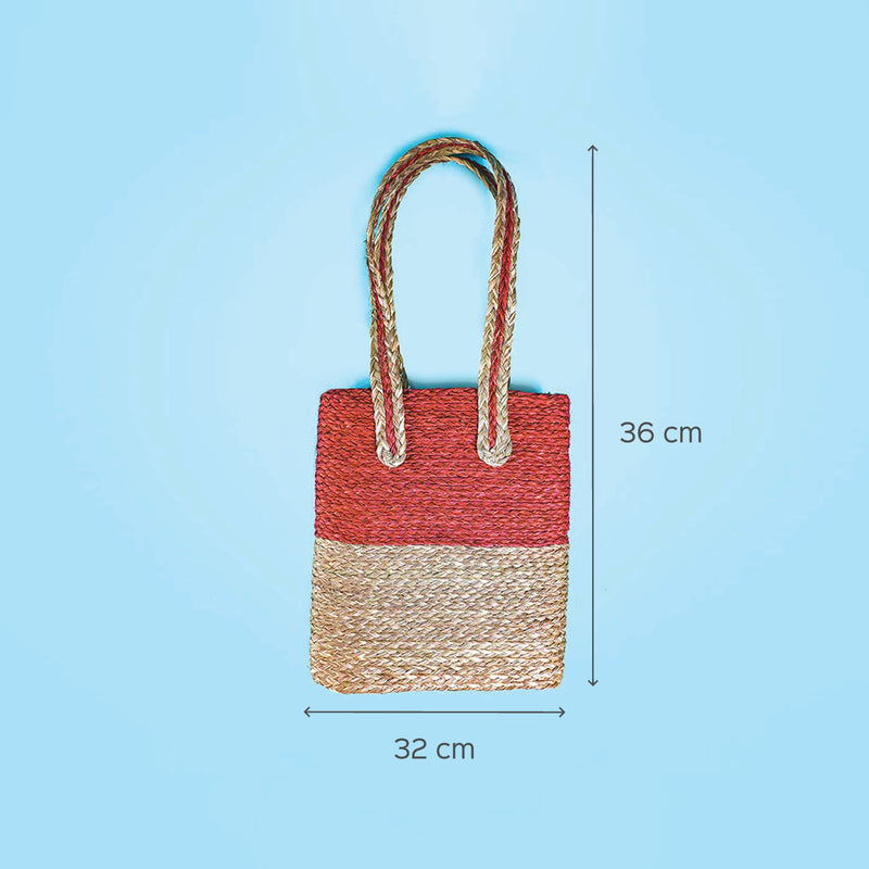 Handwoven Red Sabai Shopper&
