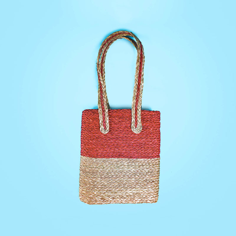 Handwoven Red Sabai Shopper&