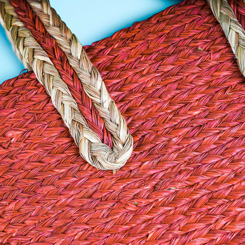Handwoven Red Sabai Shopper&