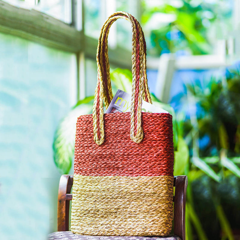Handwoven Red Sabai Shopper&