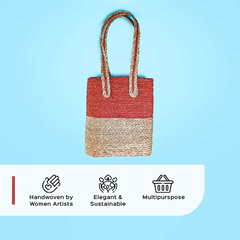 Handwoven Red Sabai Shopper&
