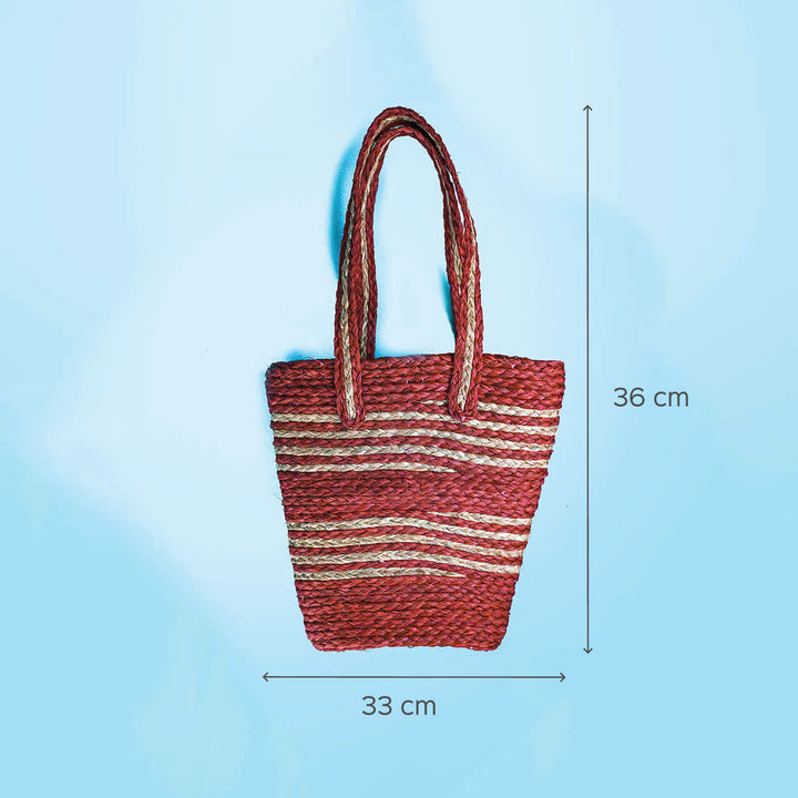 Handwoven Red Sabai Tote Bag - Zwende