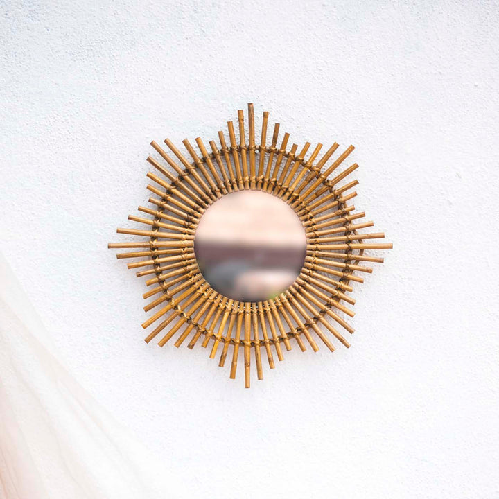 Rattan Cane Mirror - Rising Sun - Zwende