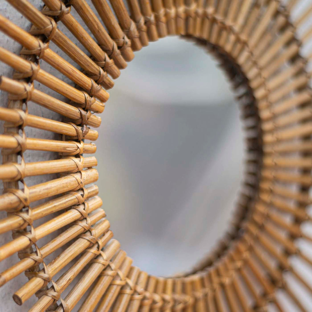 Rattan Cane Mirror - Rising Sun