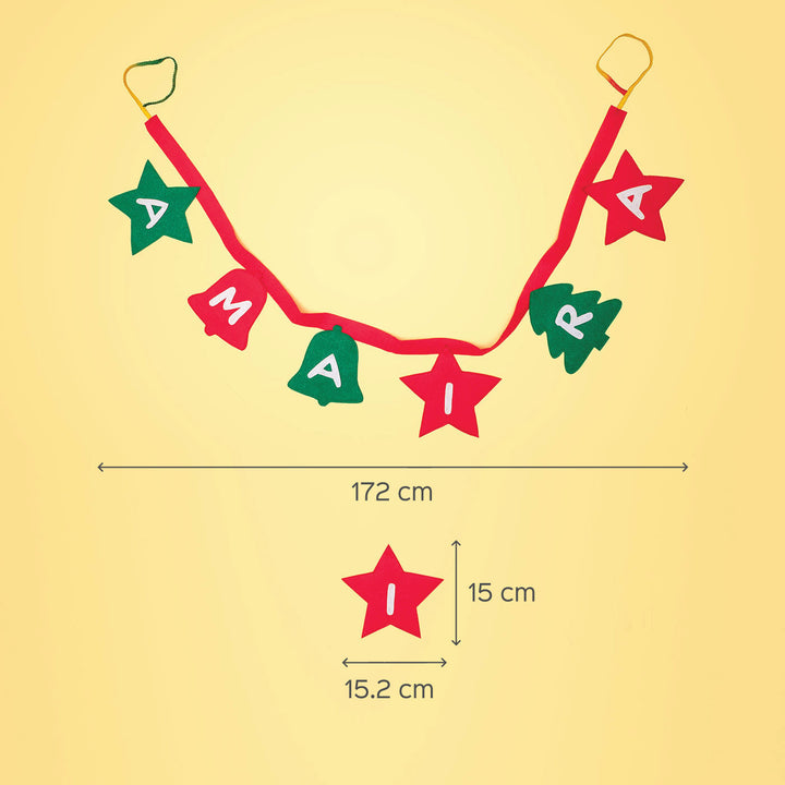 Handmade Upcycled Personalized Felt Garland/ Bunting For Christmas Wall Decoration