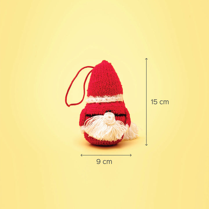 Handmade Upcycled Santa Claus Crochet Woollen Ornament For Christmas Tree Decoration